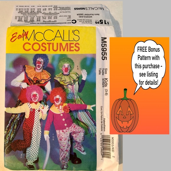 McCall’s M5955 Uncut Clown Costume Sewing Pattern - Picture 8 of 11